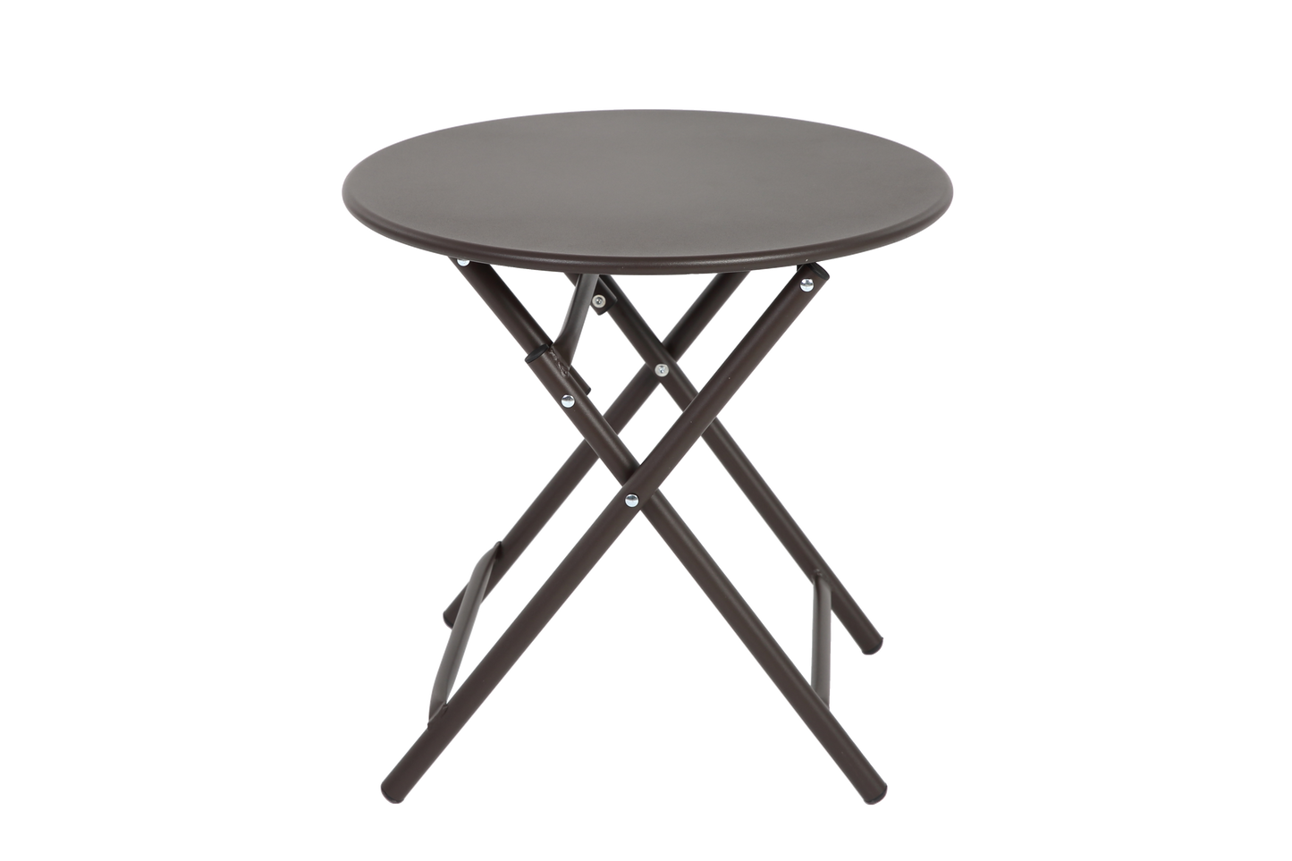 3 Piece Patio set, Outdoor Camping Chairs with Breathable Textilene Fabric, folding table with steel table top, 2chairs and 1table set ( Brown)