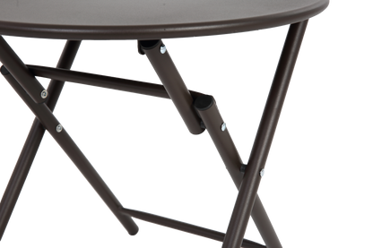3 Piece Patio set, Outdoor Camping Chairs with Breathable Textilene Fabric, folding table with steel table top, 2chairs and 1table set ( Brown)