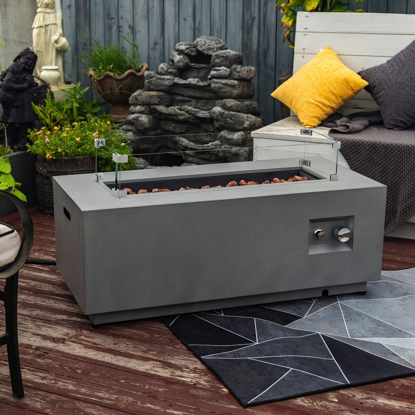 Outdoor Fire Pit Propane Fire Table with Tank Holder