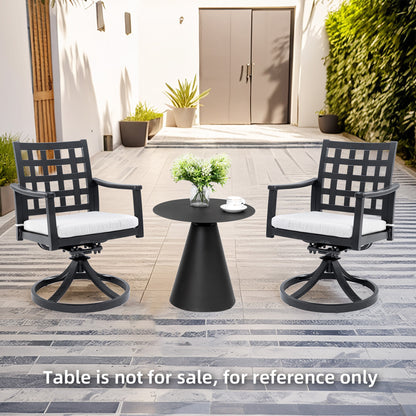 Modern Classic Outdoor Patio Cast Aluminum 2PCs Dining Swivel Rockers with Textured Ember Black Finish,Rocking-Rotating Motion,Lattice Design,Sunbrella Cushion,Weather-Resistant,Ergonomic & Stylish.