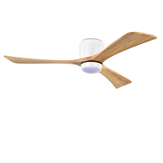 52" Ceiling Fan with Lights Remote Control,Quiet DC Motor 3 Blade Ceiling Fans 6 Speed Levels,Reversible Ceiling Fan, for Patio Living Room, Bedroom, Office,Indoor.(White +Natural)