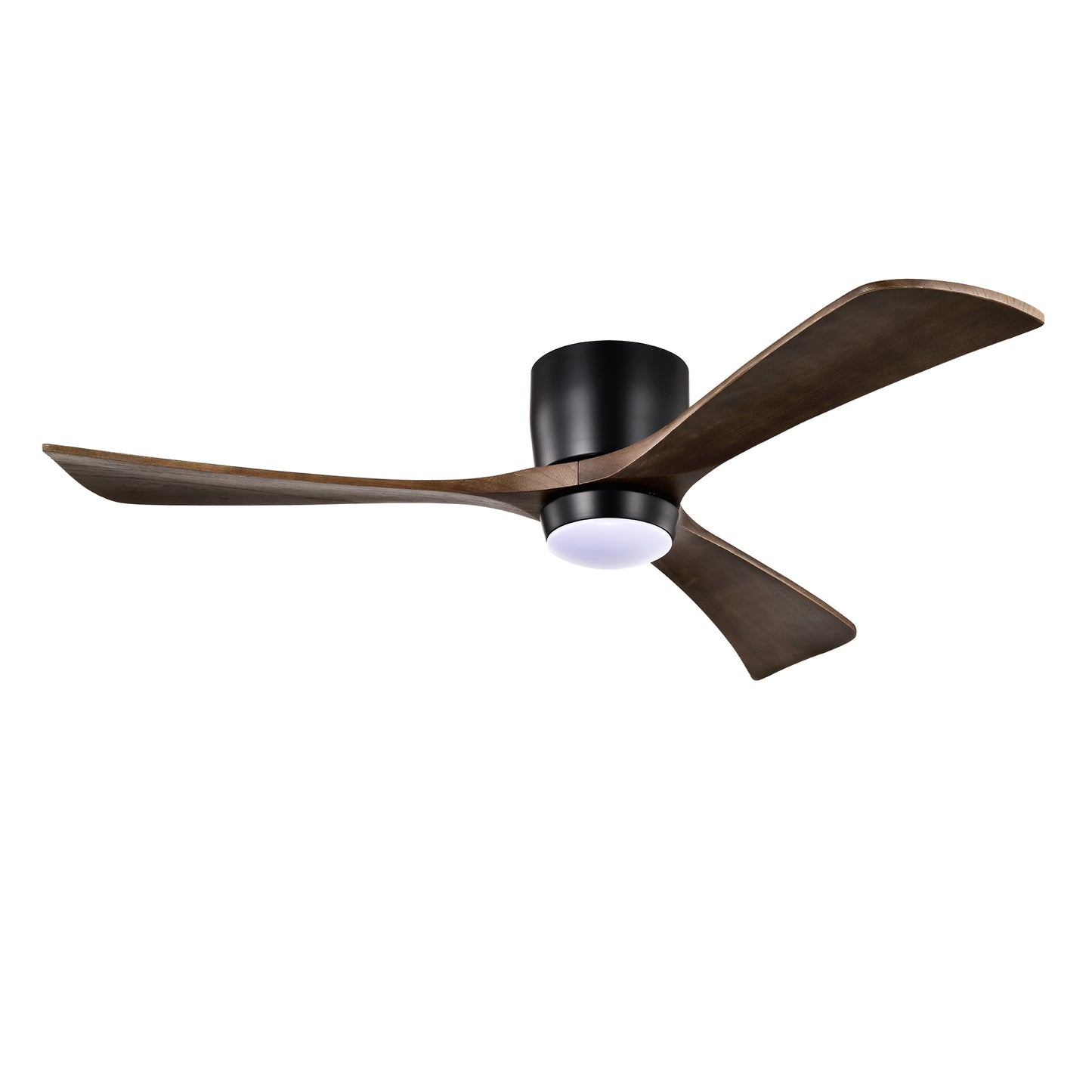 52" Ceiling Fan with Lights Remote Control,Quiet DC Motor 3 Blade Ceiling Fans 6 Speed Levels,Reversible Ceiling Fan, for Patio Living Room, Bedroom, Office,Indoor.(Matte Black +Black Walnut )