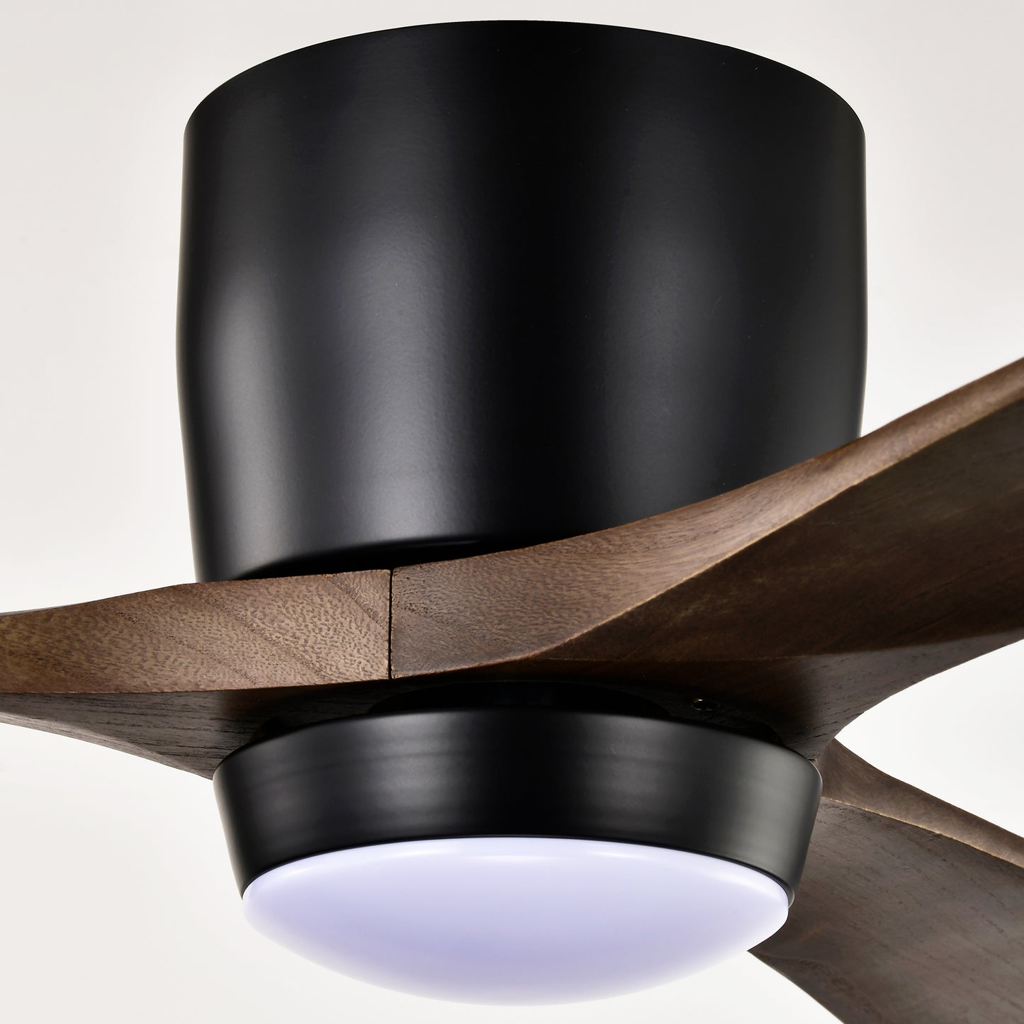 52" Ceiling Fan with Lights Remote Control,Quiet DC Motor 3 Blade Ceiling Fans 6 Speed Levels,Reversible Ceiling Fan, for Patio Living Room, Bedroom, Office,Indoor.(Matte Black +Black Walnut )