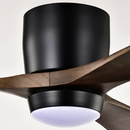 52" Ceiling Fan with Lights Remote Control,Quiet DC Motor 3 Blade Ceiling Fans 6 Speed Levels,Reversible Ceiling Fan, for Patio Living Room, Bedroom, Office,Indoor.(Matte Black +Black Walnut )