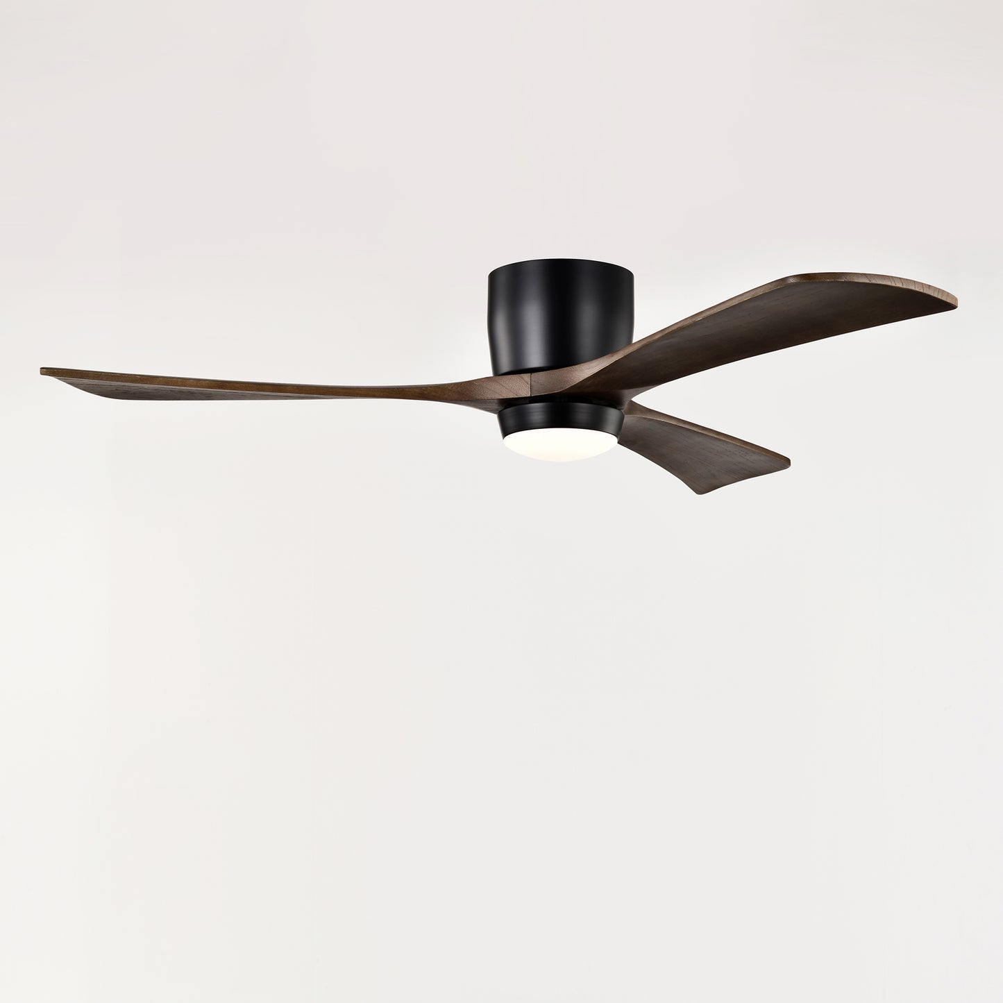 52" Ceiling Fan with Lights Remote Control,Quiet DC Motor 3 Blade Ceiling Fans 6 Speed Levels,Reversible Ceiling Fan, for Patio Living Room, Bedroom, Office,Indoor.(Matte Black +Black Walnut )
