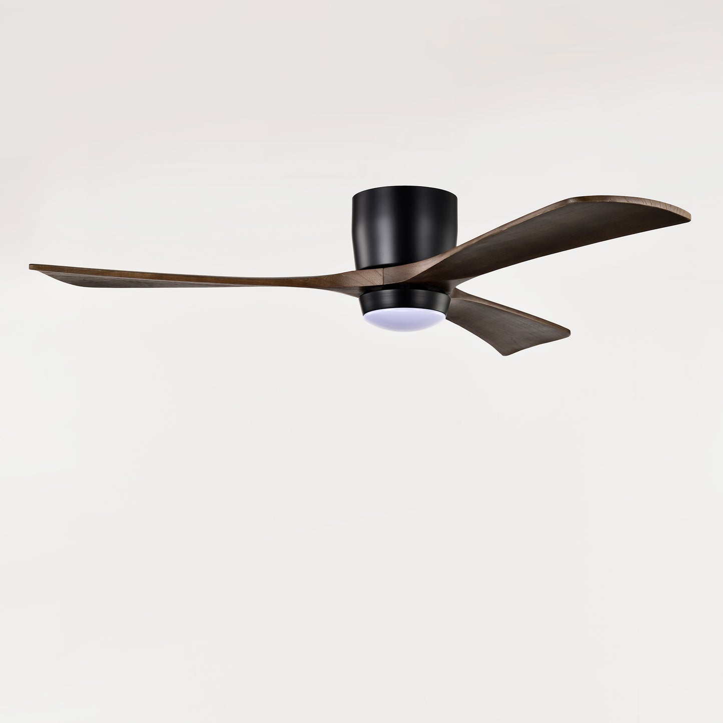 52" Ceiling Fan with Lights Remote Control,Quiet DC Motor 3 Blade Ceiling Fans 6 Speed Levels,Reversible Ceiling Fan, for Patio Living Room, Bedroom, Office,Indoor.(Matte Black +Black Walnut )