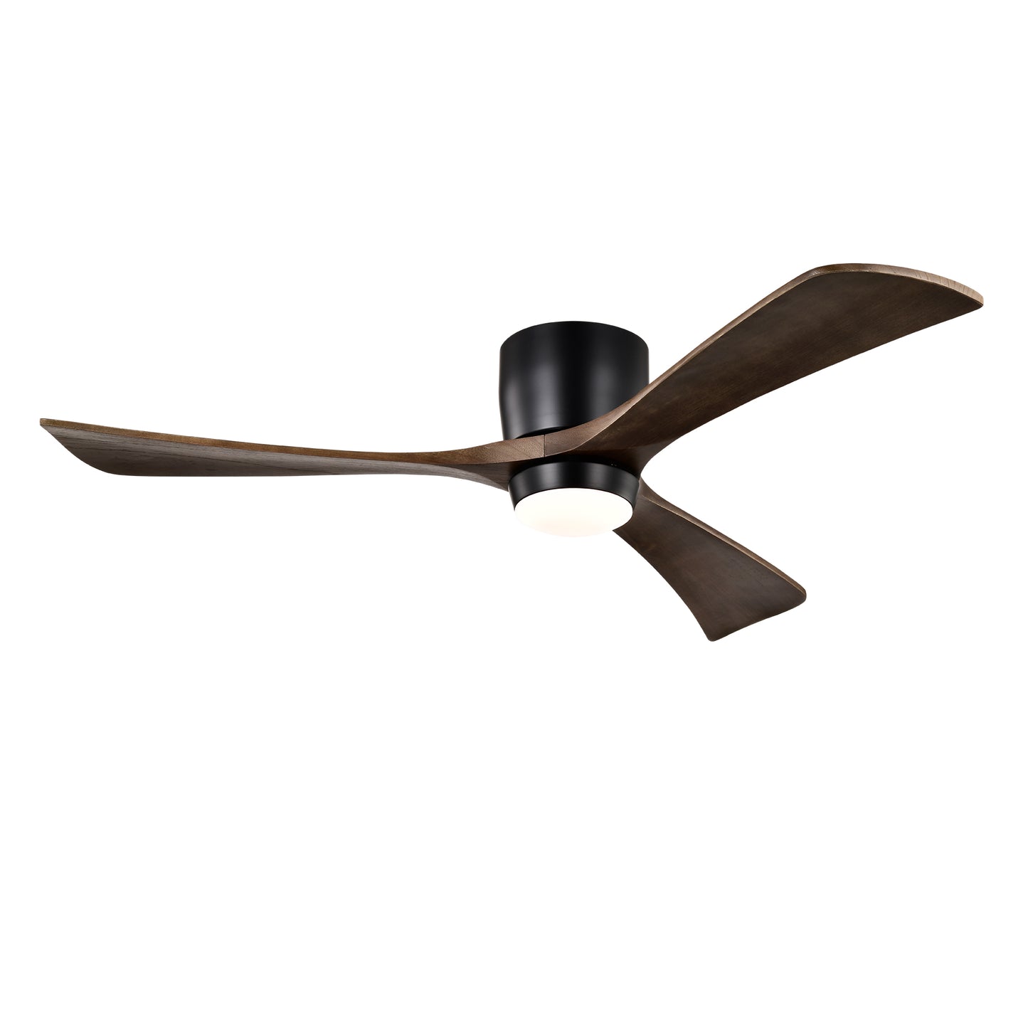 52" Ceiling Fan with Lights Remote Control,Quiet DC Motor 3 Blade Ceiling Fans 6 Speed Levels,Reversible Ceiling Fan, for Patio Living Room, Bedroom, Office,Indoor.(Matte Black +Black Walnut )