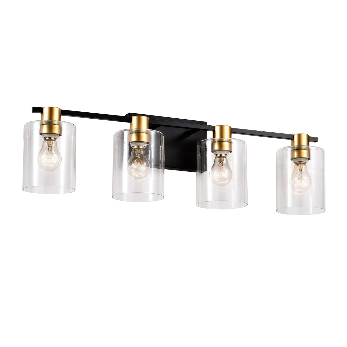 4-Light Bathroom Light Fixtures((Does Not Include Light Bulbs), Modern Vanity Lights with Glass Shade, Vintage Light Fixture Bathroom Over Mirror Wall Lights for Kitchen Dinning Room Bedroom Hallway