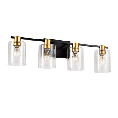 4-Light Bathroom Light Fixtures((Does Not Include Light Bulbs), Modern Vanity Lights with Glass Shade, Vintage Light Fixture Bathroom Over Mirror Wall Lights for Kitchen Dinning Room Bedroom Hallway