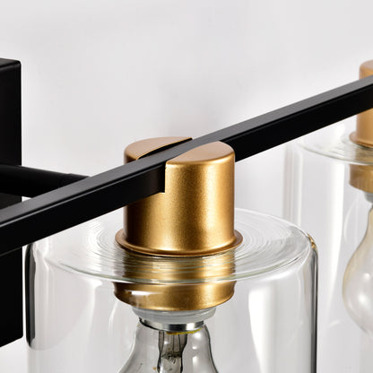 4-Light Bathroom Light Fixtures((Does Not Include Light Bulbs), Modern Vanity Lights with Glass Shade, Vintage Light Fixture Bathroom Over Mirror Wall Lights for Kitchen Dinning Room Bedroom Hallway