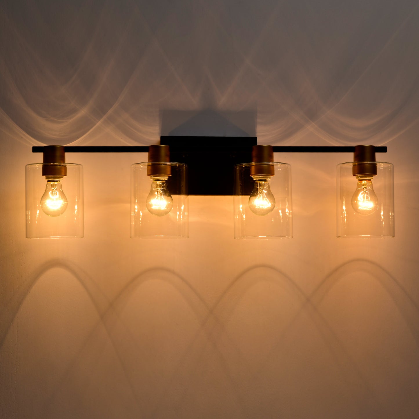 4-Light Bathroom Light Fixtures((Does Not Include Light Bulbs), Modern Vanity Lights with Glass Shade, Vintage Light Fixture Bathroom Over Mirror Wall Lights for Kitchen Dinning Room Bedroom Hallway