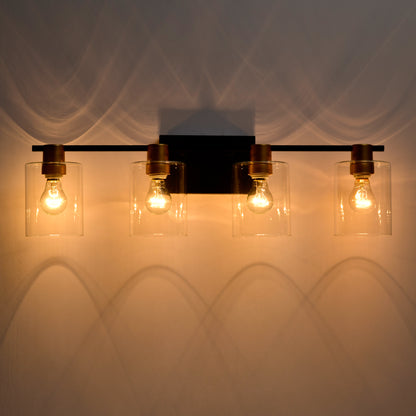 4-Light Bathroom Light Fixtures((Does Not Include Light Bulbs), Modern Vanity Lights with Glass Shade, Vintage Light Fixture Bathroom Over Mirror Wall Lights for Kitchen Dinning Room Bedroom Hallway