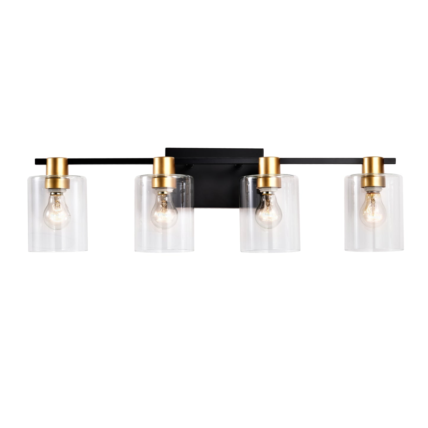 4-Light Bathroom Light Fixtures((Does Not Include Light Bulbs), Modern Vanity Lights with Glass Shade, Vintage Light Fixture Bathroom Over Mirror Wall Lights for Kitchen Dinning Room Bedroom Hallway