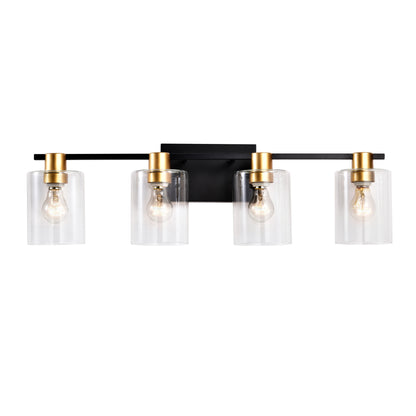 4-Light Bathroom Light Fixtures((Does Not Include Light Bulbs), Modern Vanity Lights with Glass Shade, Vintage Light Fixture Bathroom Over Mirror Wall Lights for Kitchen Dinning Room Bedroom Hallway