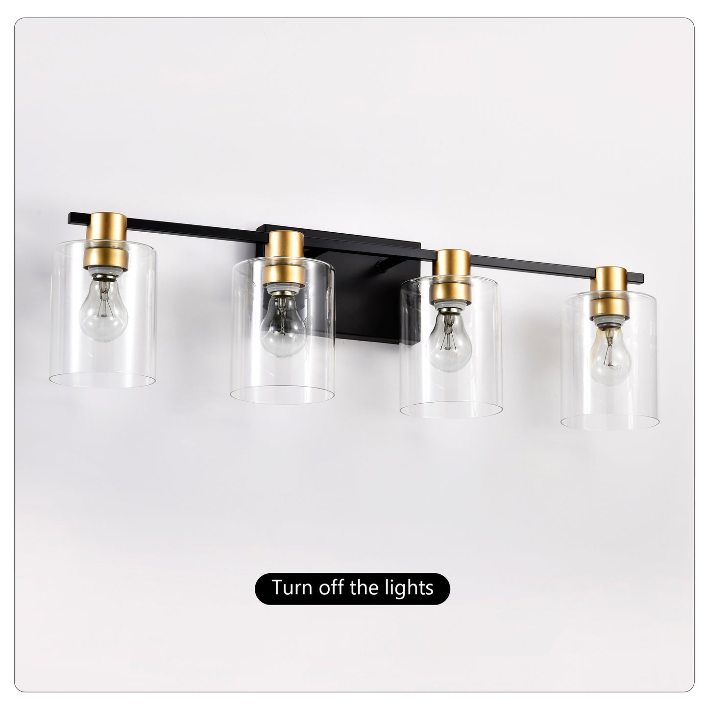 4-Light Bathroom Light Fixtures((Does Not Include Light Bulbs), Modern Vanity Lights with Glass Shade, Vintage Light Fixture Bathroom Over Mirror Wall Lights for Kitchen Dinning Room Bedroom Hallway