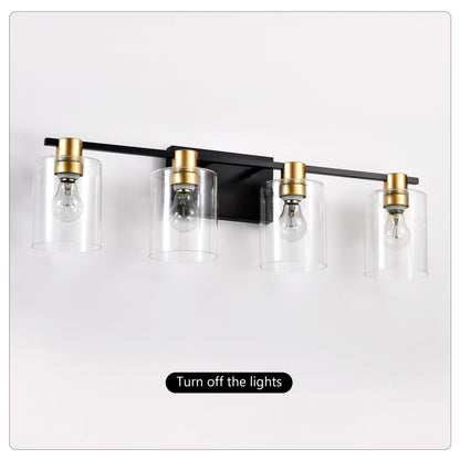4-Light Bathroom Light Fixtures((Does Not Include Light Bulbs), Modern Vanity Lights with Glass Shade, Vintage Light Fixture Bathroom Over Mirror Wall Lights for Kitchen Dinning Room Bedroom Hallway