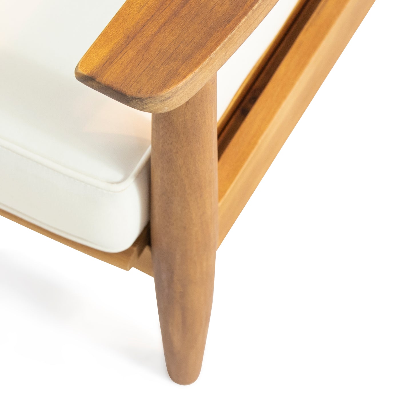 Patio Loveseat and Coffee Table Set, Patio Furniture Set with Cushion, Acacia Wood Frame Conversation Set for Garden, Backyard, Porch and Poolside, Minimalistic Style