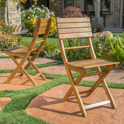 Outdoor Acacia Wood Folding Dining Chair (Set of 2),Natural