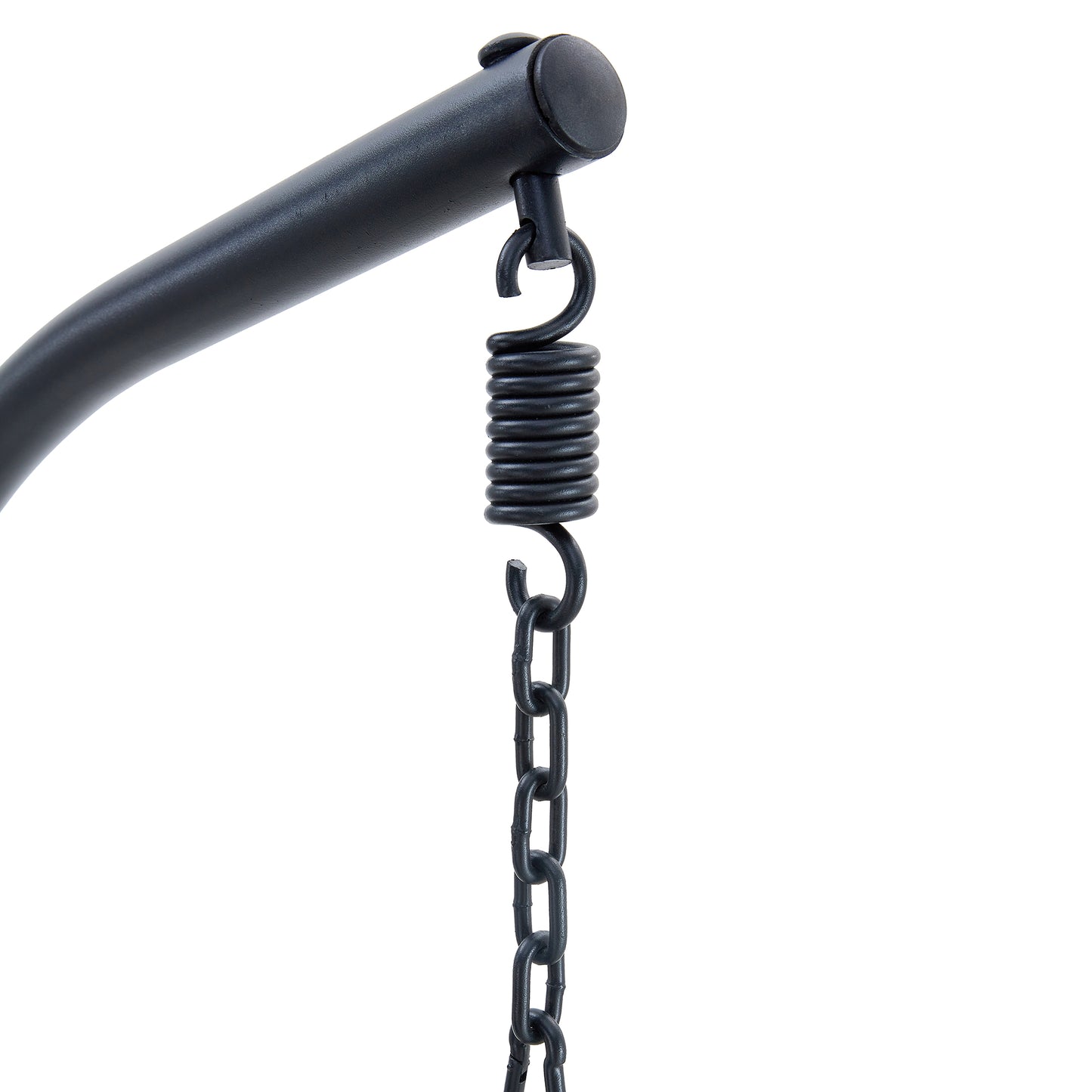 GRHeavy-Duty Iron Hanging Chair with Wicker Weave – Single Person Swing for Indoor/Outdoor (Gray)