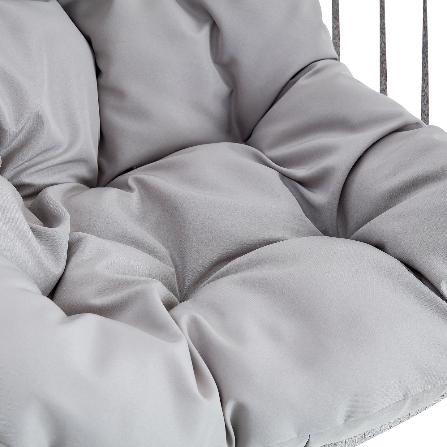 GRHeavy-Duty Iron Hanging Chair with Wicker Weave – Single Person Swing for Indoor/Outdoor (Gray)