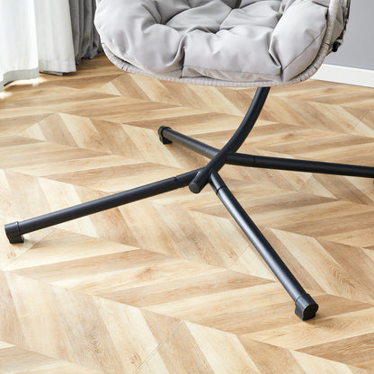 GRHeavy-Duty Iron Hanging Chair with Wicker Weave – Single Person Swing for Indoor/Outdoor (Gray)