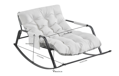 Rocking Chair with Extra-Wide Technical leather Upholstered Gliding Chair Boucle Reclining Chair, Modern Accent Chair for Living Room Nursery Bedroom -white