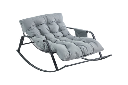 Rocking Chair with Extra-Wide Technical leather Upholstered Gliding Chair Boucle Reclining Chair, Modern Accent Chair for Living Room Nursery Bedroom -Grey