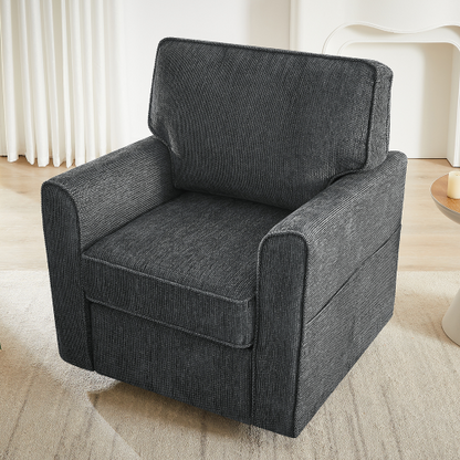 360° Swivel Chair Accent Barrel Armchair Swivel Sofa Chair with Side Pockets for Living Room, Bedroom, Office and Hotel, Grey