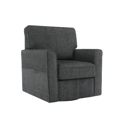 360° Swivel Chair Accent Barrel Armchair Swivel Sofa Chair with Side Pockets for Living Room, Bedroom, Office and Hotel, Grey