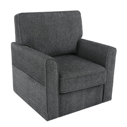 360° Swivel Chair Accent Barrel Armchair Swivel Sofa Chair with Side Pockets for Living Room, Bedroom, Office and Hotel, Grey