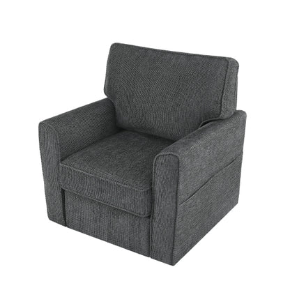 360° Swivel Chair Accent Barrel Armchair Swivel Sofa Chair with Side Pockets for Living Room, Bedroom, Office and Hotel, Grey
