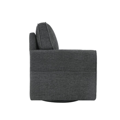 360° Swivel Chair Accent Barrel Armchair Swivel Sofa Chair with Side Pockets for Living Room, Bedroom, Office and Hotel, Grey