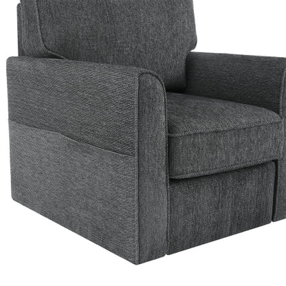 360° Swivel Chair Accent Barrel Armchair Swivel Sofa Chair with Side Pockets for Living Room, Bedroom, Office and Hotel, Grey