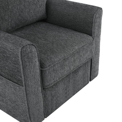 360° Swivel Chair Accent Barrel Armchair Swivel Sofa Chair with Side Pockets for Living Room, Bedroom, Office and Hotel, Grey