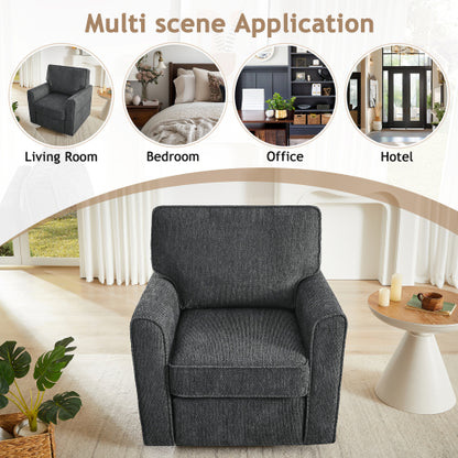 360° Swivel Chair Accent Barrel Armchair Swivel Sofa Chair with Side Pockets for Living Room, Bedroom, Office and Hotel, Grey