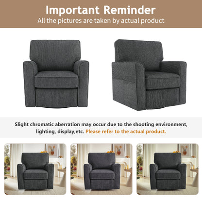 360° Swivel Chair Accent Barrel Armchair Swivel Sofa Chair with Side Pockets for Living Room, Bedroom, Office and Hotel, Grey