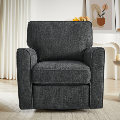 360° Swivel Chair Accent Barrel Armchair Swivel Sofa Chair with Side Pockets for Living Room, Bedroom, Office and Hotel, Grey