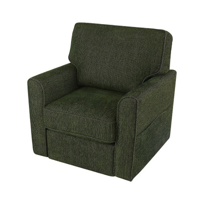 360° Swivel Chair Accent Barrel Armchair Swivel Sofa Chair with Side Pockets for Living Room, Bedroom, Office and Hotel, Green