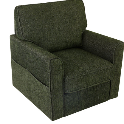 360° Swivel Chair Accent Barrel Armchair Swivel Sofa Chair with Side Pockets for Living Room, Bedroom, Office and Hotel, Green