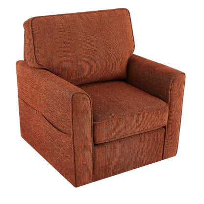 360° Swivel Chair Accent Barrel Armchair Swivel Sofa Chair with Side Pockets for Living Room, Bedroom, Office and Hotel, Red