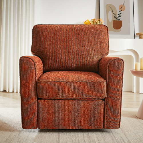 360° Swivel Chair Accent Barrel Armchair Swivel Sofa Chair with Side Pockets for Living Room, Bedroom, Office and Hotel, Red