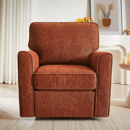 360° Swivel Chair Accent Barrel Armchair Swivel Sofa Chair with Side Pockets for Living Room, Bedroom, Office and Hotel, Red