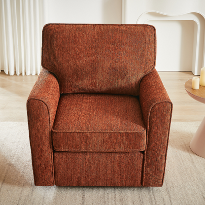 360° Swivel Chair Accent Barrel Armchair Swivel Sofa Chair with Side Pockets for Living Room, Bedroom, Office and Hotel, Red