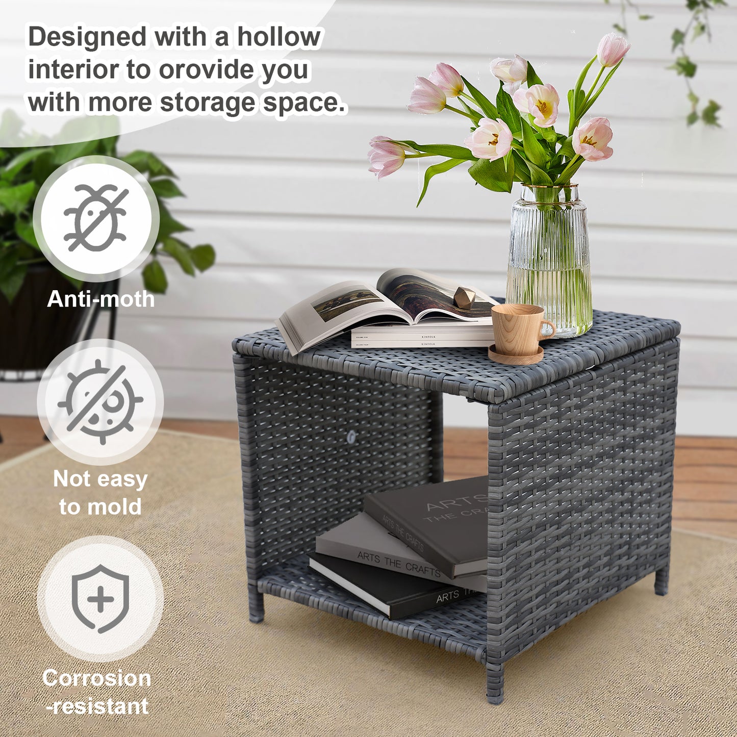 5 Pieces Wicker Patio Furniture Set Outdoor Patio Chairs with Ottomans Conversation Furniture with coffetable for Poolside Garden Balcony