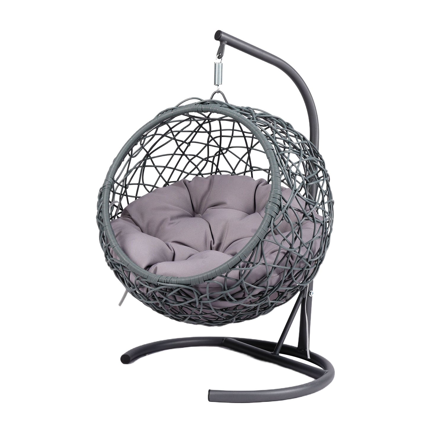 Cat Swing Bed with Stand & Cushion, Cat Egg Chair with Rattan Wicker Appearance, Indoor Hanging Swinging Cat Bed for Cats, Small Dogs, and Small Animals.Gray.