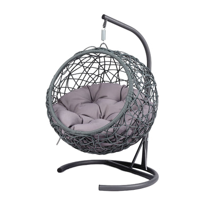 Cat Swing Bed with Stand & Cushion, Cat Egg Chair with Rattan Wicker Appearance, Indoor Hanging Swinging Cat Bed for Cats, Small Dogs, and Small Animals.Gray.