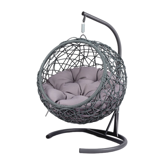 Cat Swing Bed with Stand & Cushion, Cat Egg Chair with Rattan Wicker Appearance, Indoor Hanging Swinging Cat Bed for Cats, Small Dogs, and Small Animals.Gray.
