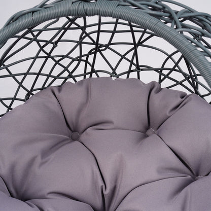 Cat Swing Bed with Stand & Cushion, Cat Egg Chair with Rattan Wicker Appearance, Indoor Hanging Swinging Cat Bed for Cats, Small Dogs, and Small Animals.Gray.