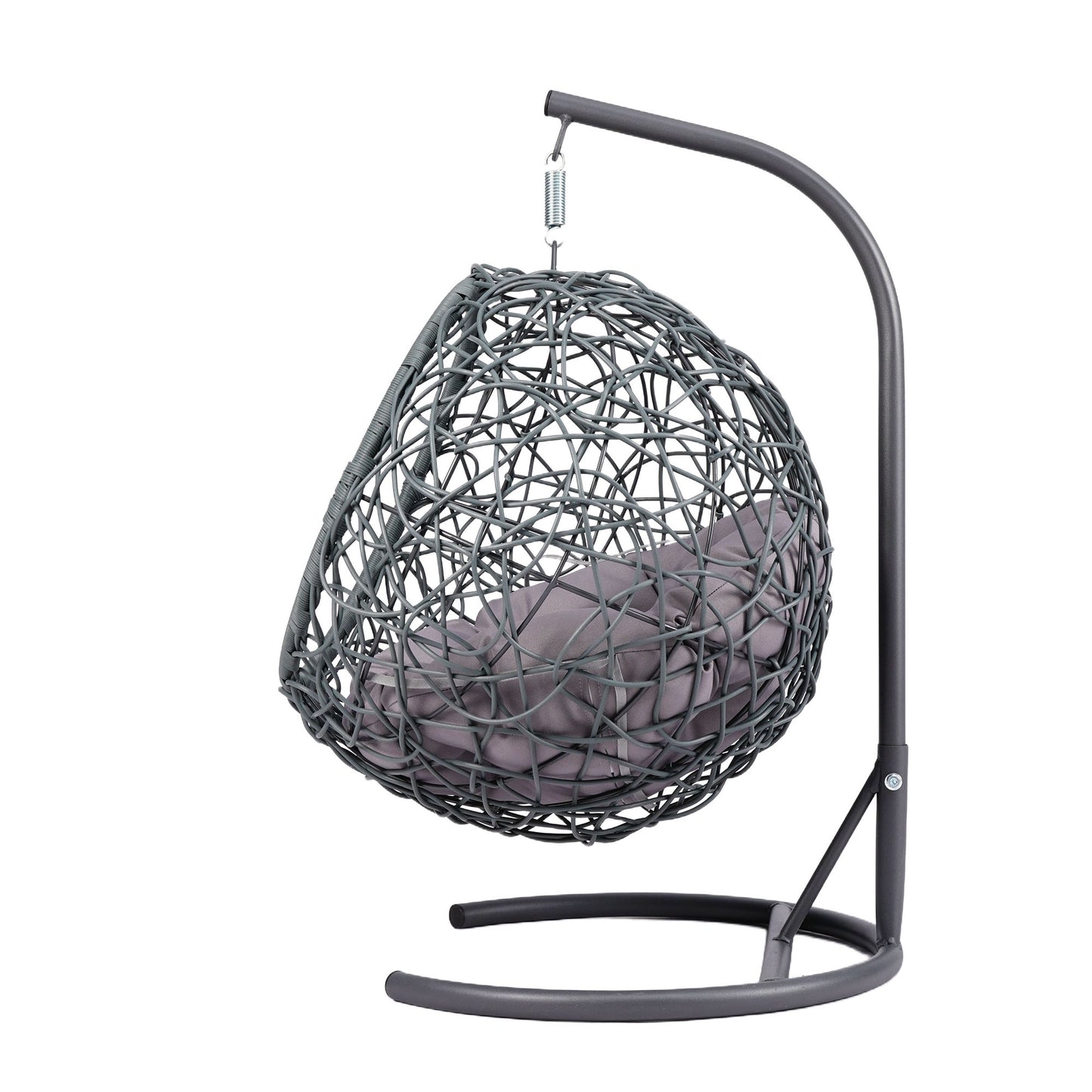 Cat Swing Bed with Stand & Cushion, Cat Egg Chair with Rattan Wicker Appearance, Indoor Hanging Swinging Cat Bed for Cats, Small Dogs, and Small Animals.Gray.