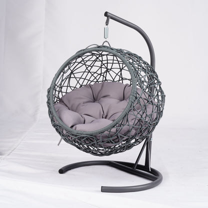 Cat Swing Bed with Stand & Cushion, Cat Egg Chair with Rattan Wicker Appearance, Indoor Hanging Swinging Cat Bed for Cats, Small Dogs, and Small Animals.Gray.